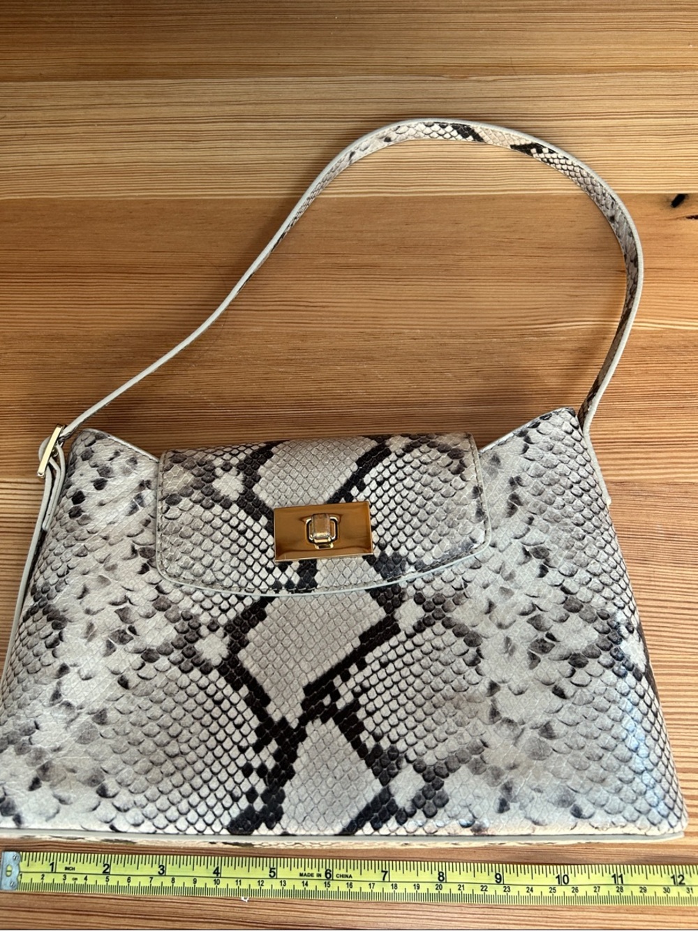 J. Crew Edith Snake-Print Shoulder Bag in Cream and Black - Picture 3 of 8